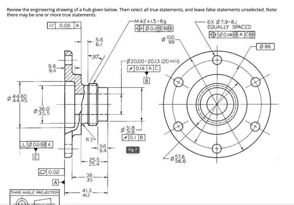 Solved Review the engineering drawing of a hub given below.