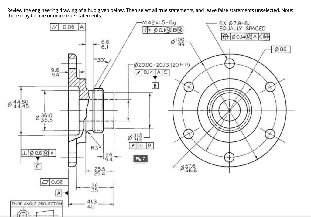 Solved Review the engineering drawing of a hub given below. | Chegg.com