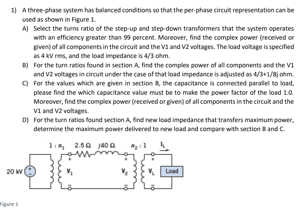 Solved 1) A Three-phase System Has Balanced Conditions So | Chegg.com