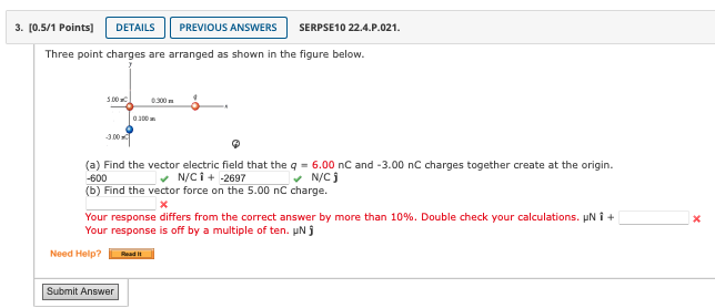 Solved Three point charges are arranged as shown in the | Chegg.com