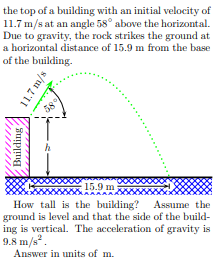 Solved 01010.0 points A 0.27 kg rock is projected from the | Chegg.com