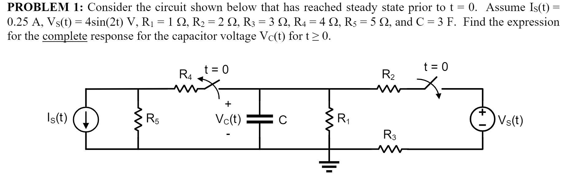 Solved PROBLEM 1: Consider the circuit shown below that has | Chegg.com