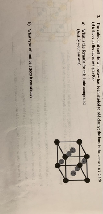 Solved 2. The cubic unit cell shown below has been shaded to | Chegg.com