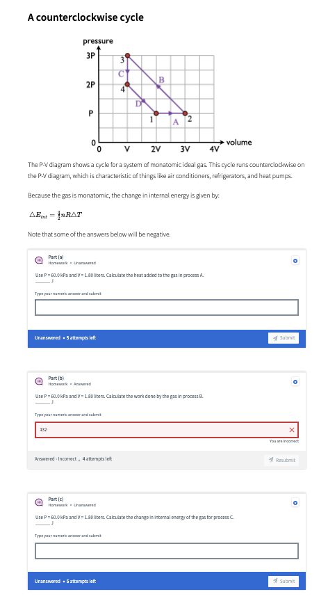 Solved A counterclockwise cycle pressure ЗР | 3 С B 2P 4 P 1 | Chegg.com
