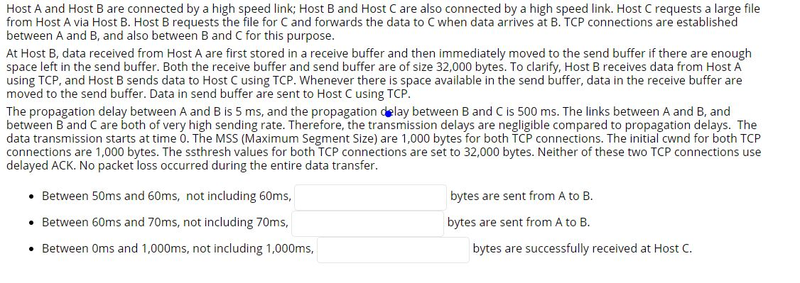 Solved Host A And Host B Are Connected By A High Speed Link; | Chegg.com