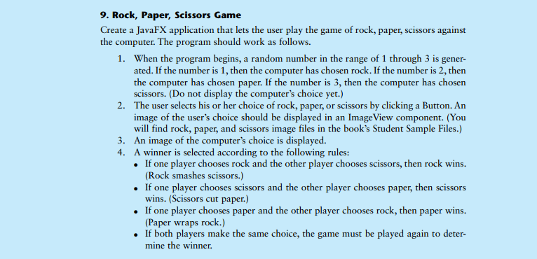 Solved 9. Rock, Paper, Scissors Game Create A JavaFX | Chegg.com