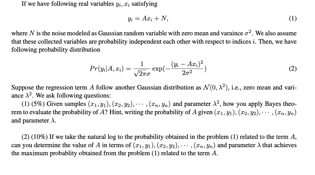 Solved If we have following real variables Yi, Xi satisfying | Chegg.com