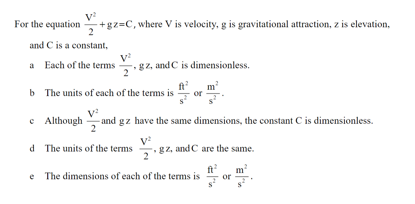 Solved V2 For The Equation Gz C Where V Is Velocity G Chegg Com