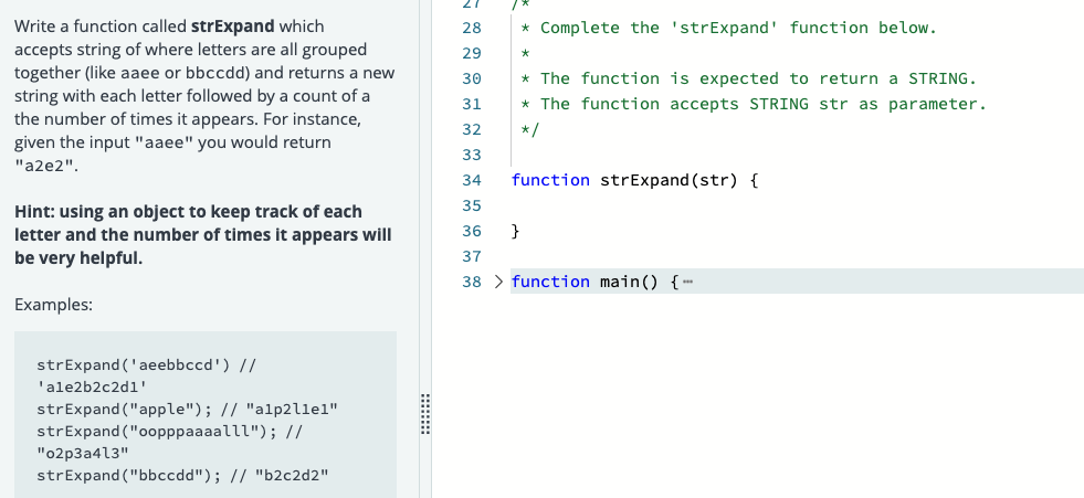 Solved 28 * Complete the 'strExpand' function below. 29 * 30 | Chegg.com
