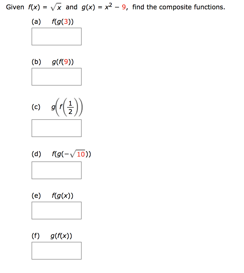 Solved Vx And G X X2 9 Find The Composite Functions Chegg Com