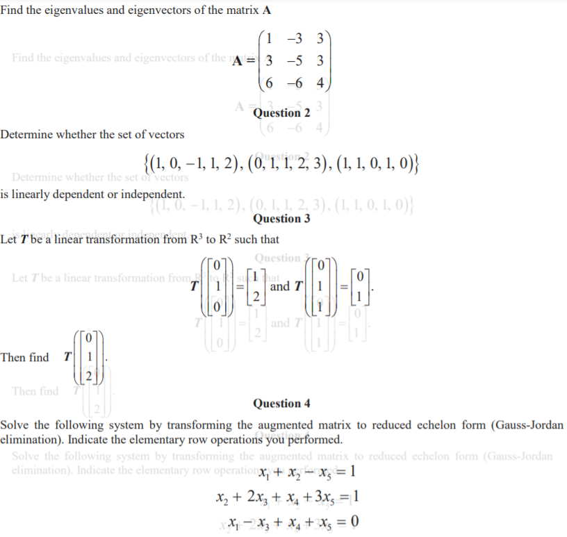 Solved Find The Eigenvalues And Eigenvectors Of The Matrix A