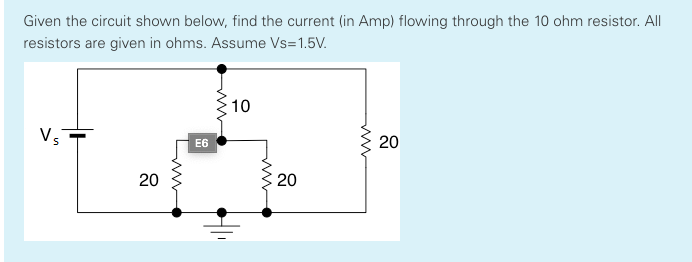 Solved Given the circuit shown below, find the current (in | Chegg.com