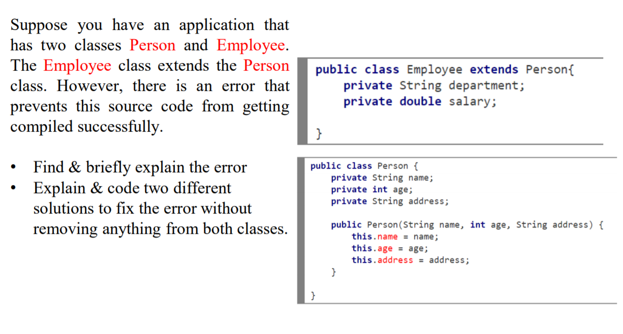 Solved 2. a) Can a class extend itself in java? Explain. b