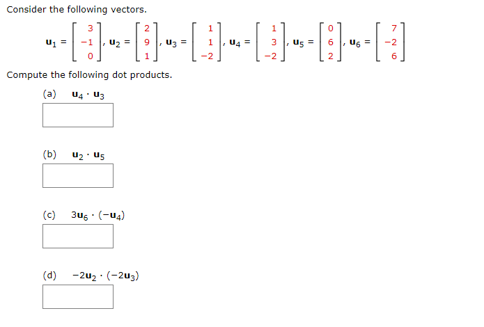 Solved Consider The Following Vectors. | Chegg.com