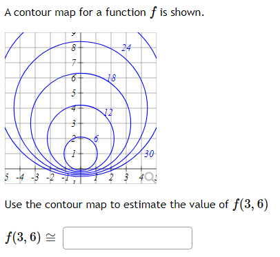 Solved A contour map for a function f is shown. 24 8 7 6 18 | Chegg.com