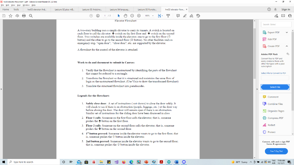 w elevator Flowchart-pt - Adobe Acrobat Reader DC | Chegg.com