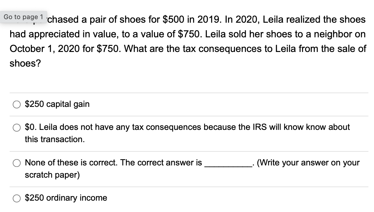 Solved a Go to page 1 'chased a pair of shoes for $500 in | Chegg.com