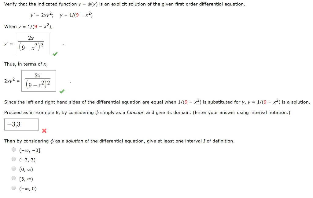 Solved Verify That The Indicated Function Y X Is An