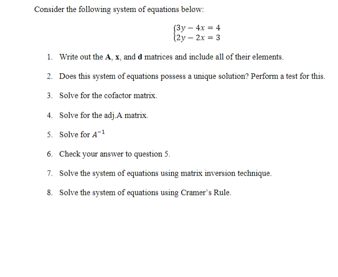 Solved Consider The Following System Of Equations Below: | Chegg.com