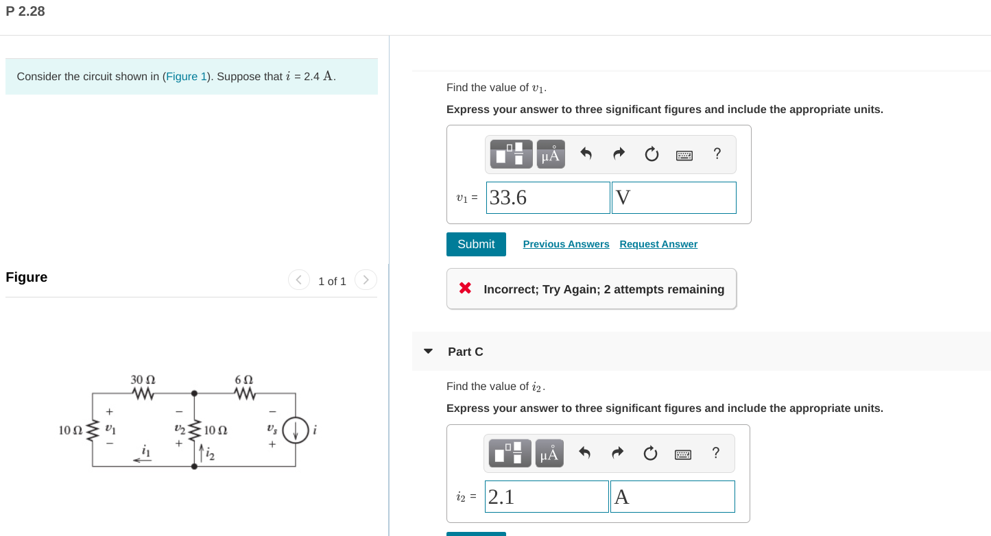 Solved P 2.28 Consider the circuit shown in (Figure 1). | Chegg.com