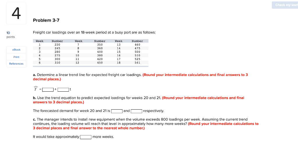 Solved Check my worl Problem 37 Freight car loadings over