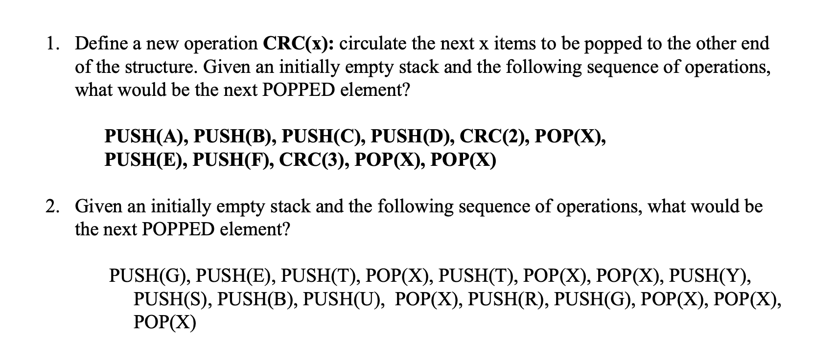 Solved 1 Define A New Operation Crc X Circulate The Ne Chegg Com