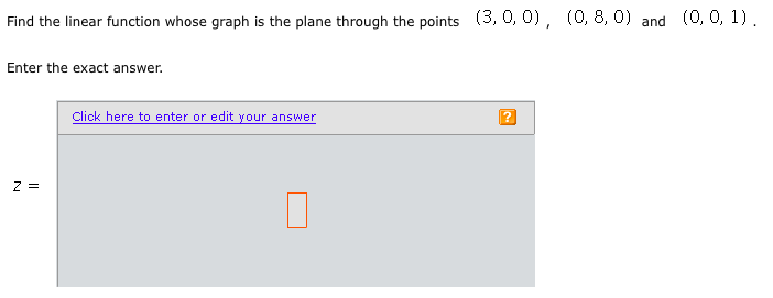 Solved Find the linear function whose graph is the plane | Chegg.com