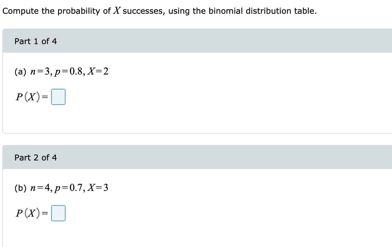 Solved Compute The Probability Of X Successes Using The Chegg Com