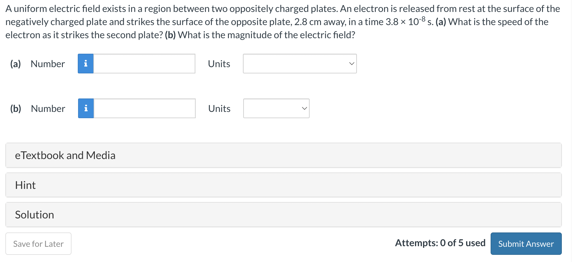 Solved A uniform electric field exists in a region between | Chegg.com