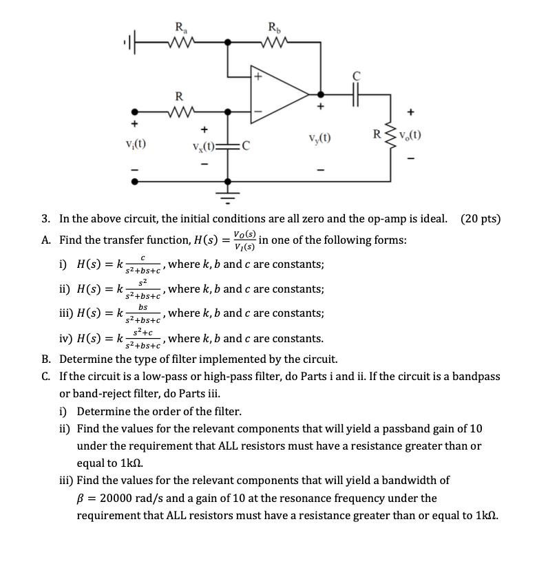 Solved 3. In the above circuit, the initial conditions are | Chegg.com