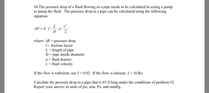 Water Pressure Drop Formula