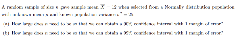 Solved = A Random Sample Of Size N Gave Sample Mean X = 12 | Chegg.com