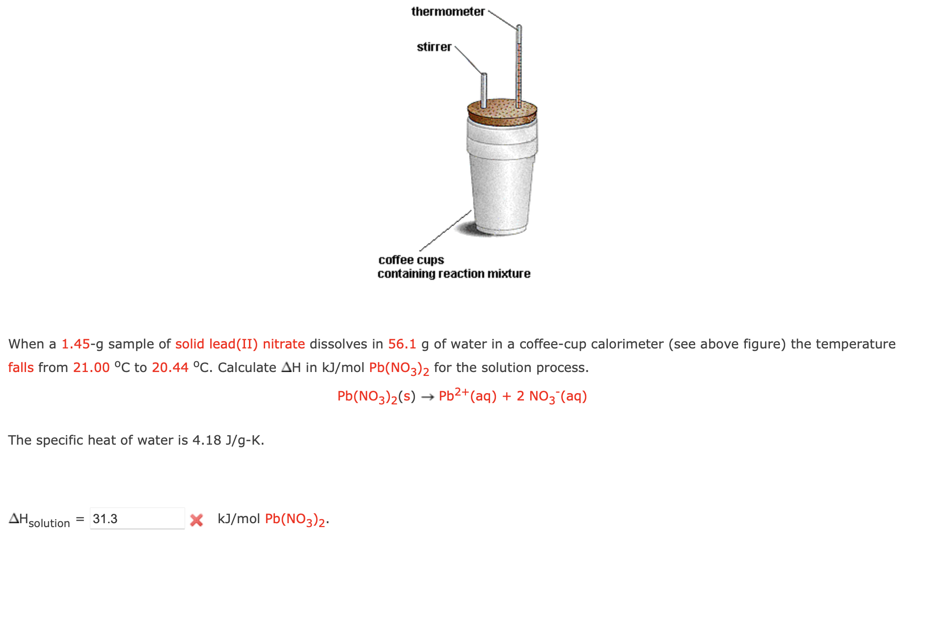 Solved When a 1.45−g sample of solid lead(II) nitrate