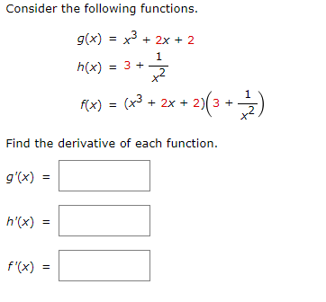 Solved Consider the following functions. g(x) = 2x2 h(x) = x | Chegg.com