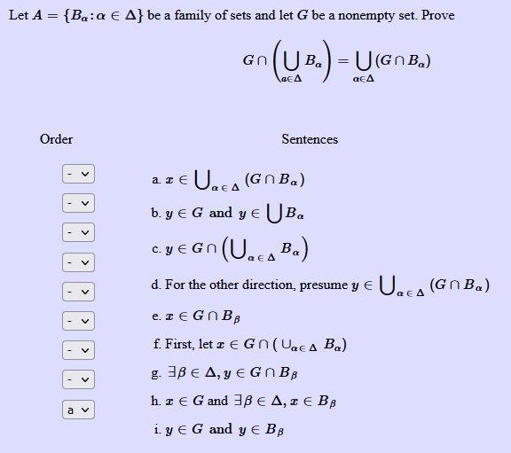 Solved Let A={Bα:α∈Δ} be a family of sets and let G be a | Chegg.com