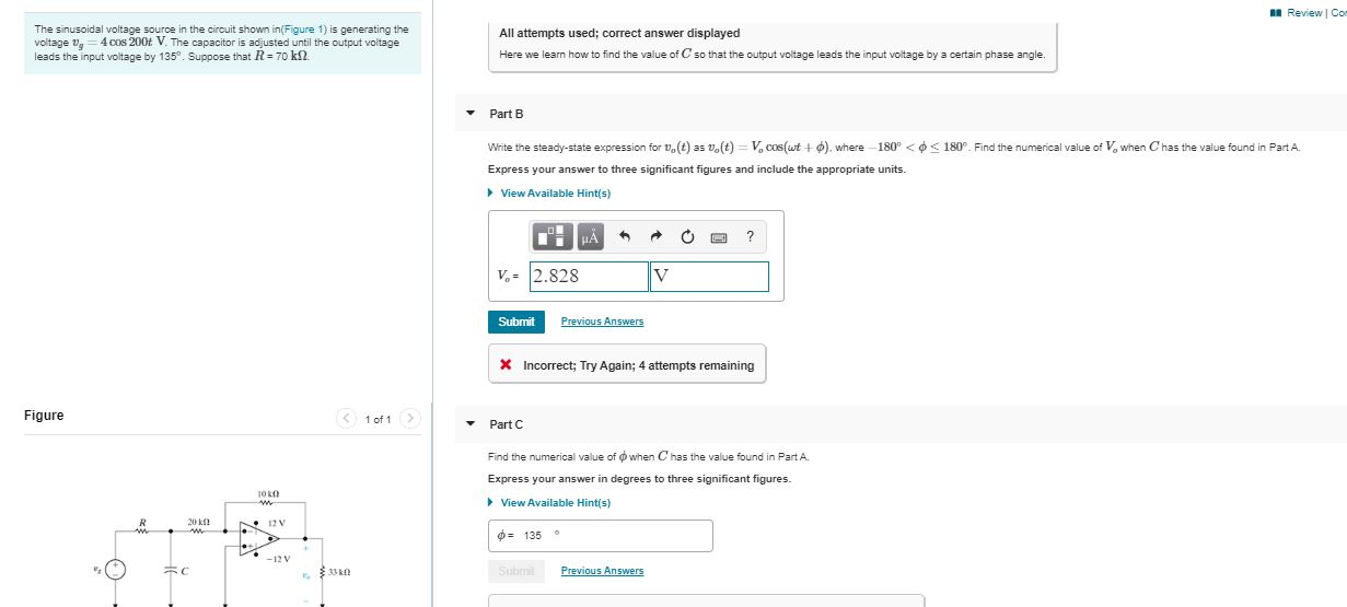 Solved Review Co The sinusoidal voltage source in the | Chegg.com