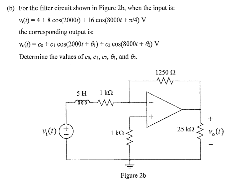 Solved (b) For The Filter Circuit Shown In Figure 2b, When | Chegg.com