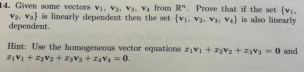 Solved 12. Give an example of a linearly dependent set of | Chegg.com