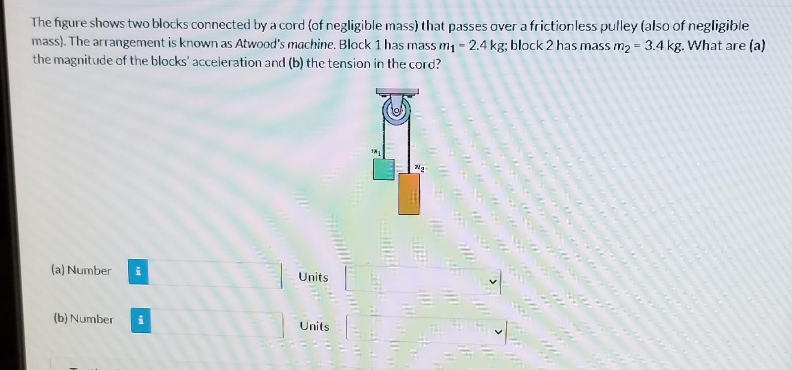 Solved The figure shows two blocks connected by a cord (of | Chegg.com