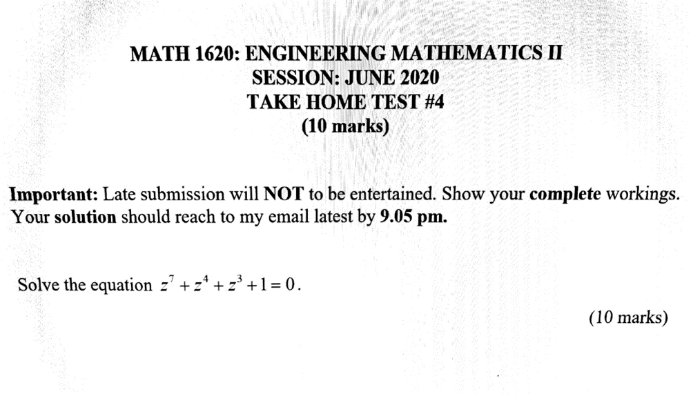 Solved MATH 1620: ENGINEERING MATHEMATICS II SESSION: JUNE | Chegg.com
