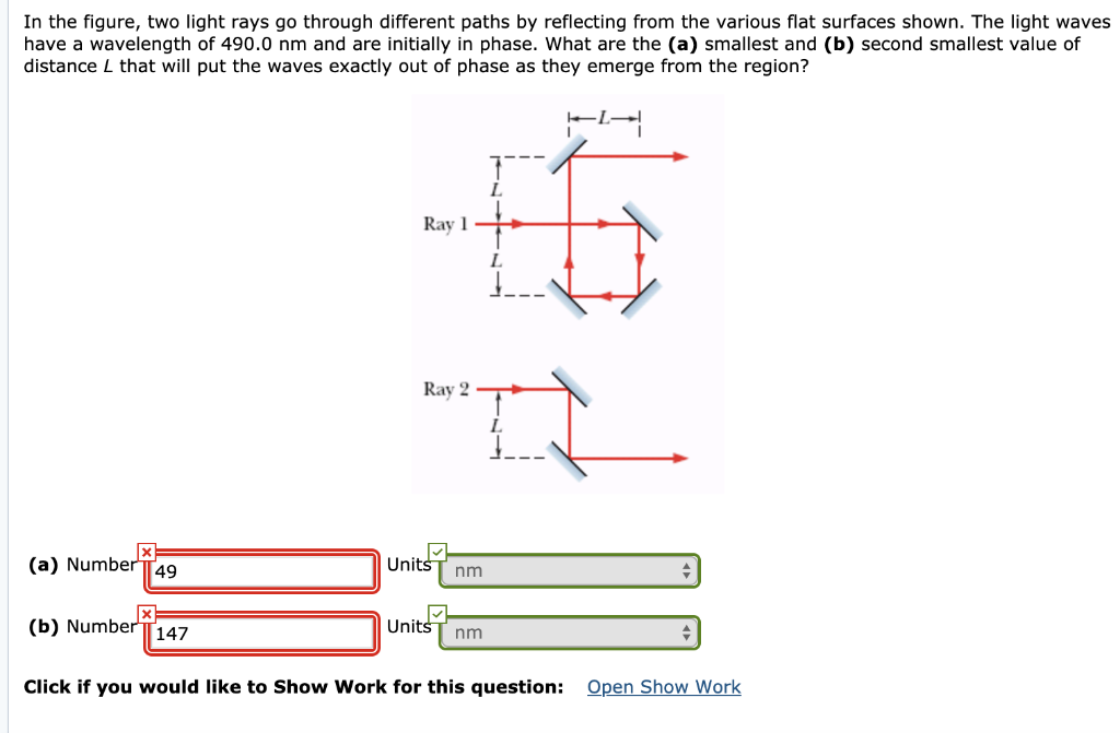 Solved In the figure, two light rays go through different | Chegg.com