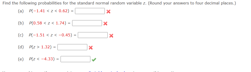 Solved Find the following probabilities for the standard | Chegg.com