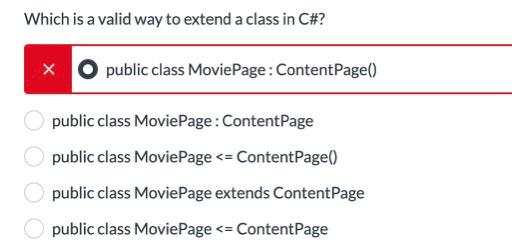 Solved Which is a valid way to extend a class in C#? X