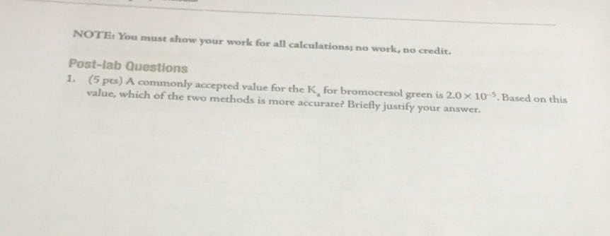 Solved NOTE: You must show your work for all calculations; | Chegg.com