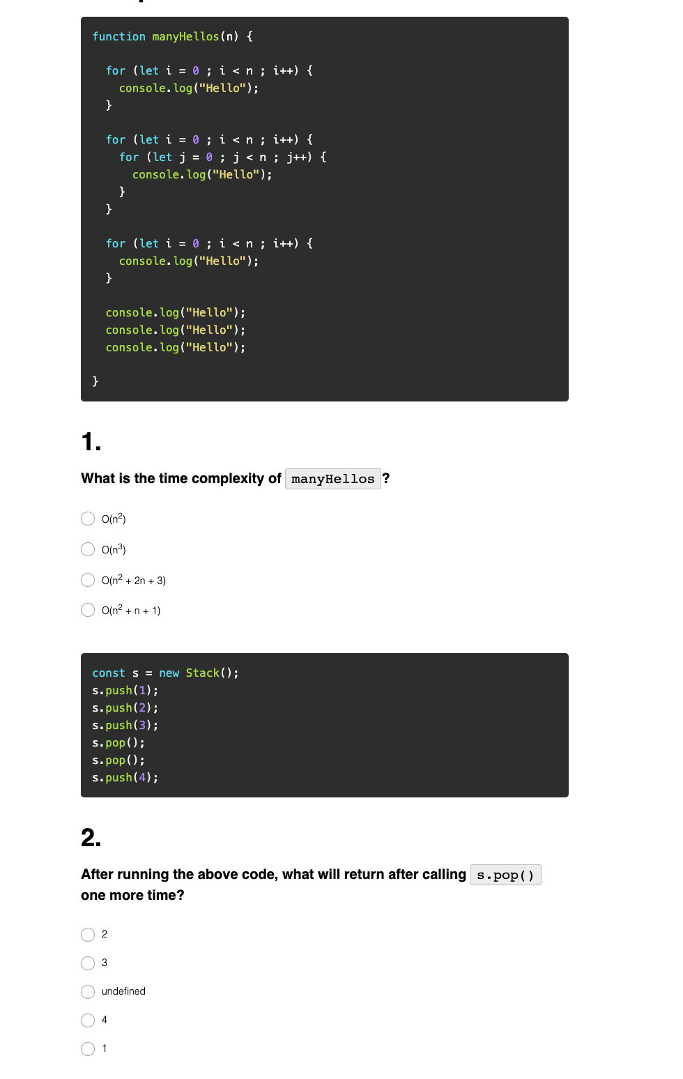 Solved 1. What is the time complexity of ? | Chegg.com