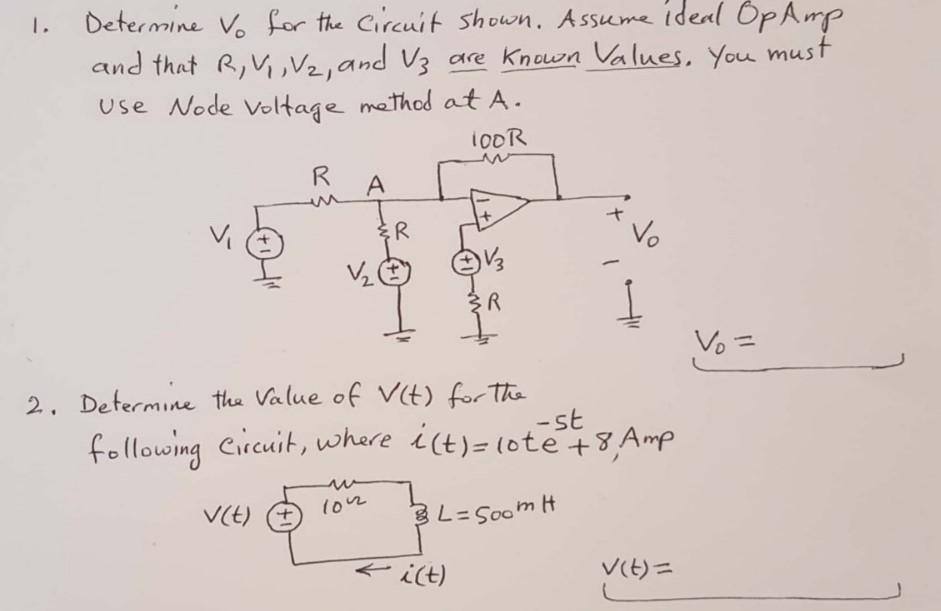 Solved 1. Determine To For The Circuit Shown. Assume Ideal 