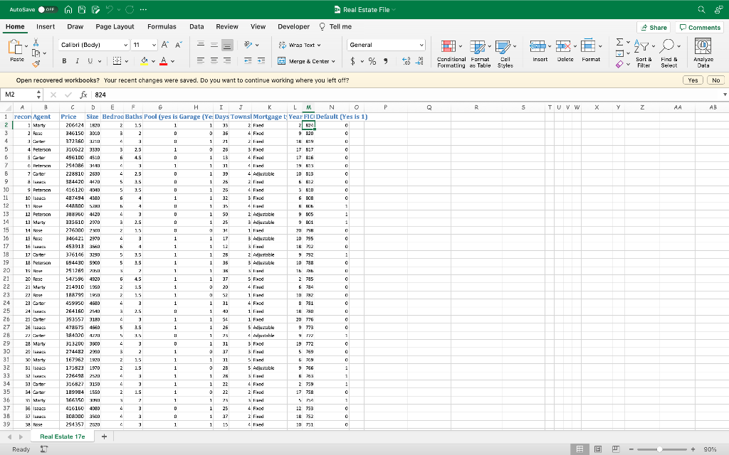 Solved Please use the Real_Estate excel file. Assume that | Chegg.com