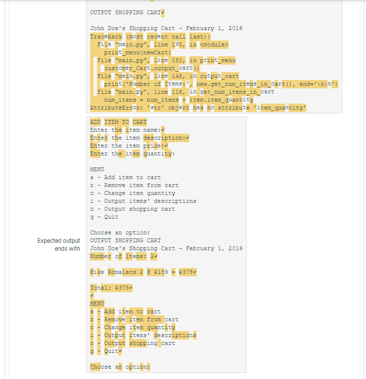 Shopping Cart Python Code Solved 9.12 LAB*: Program: Online shopping cart (Part 2) | Chegg.com