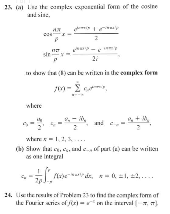 Solved 23. (a) Use the complex exponential form of the | Chegg.com