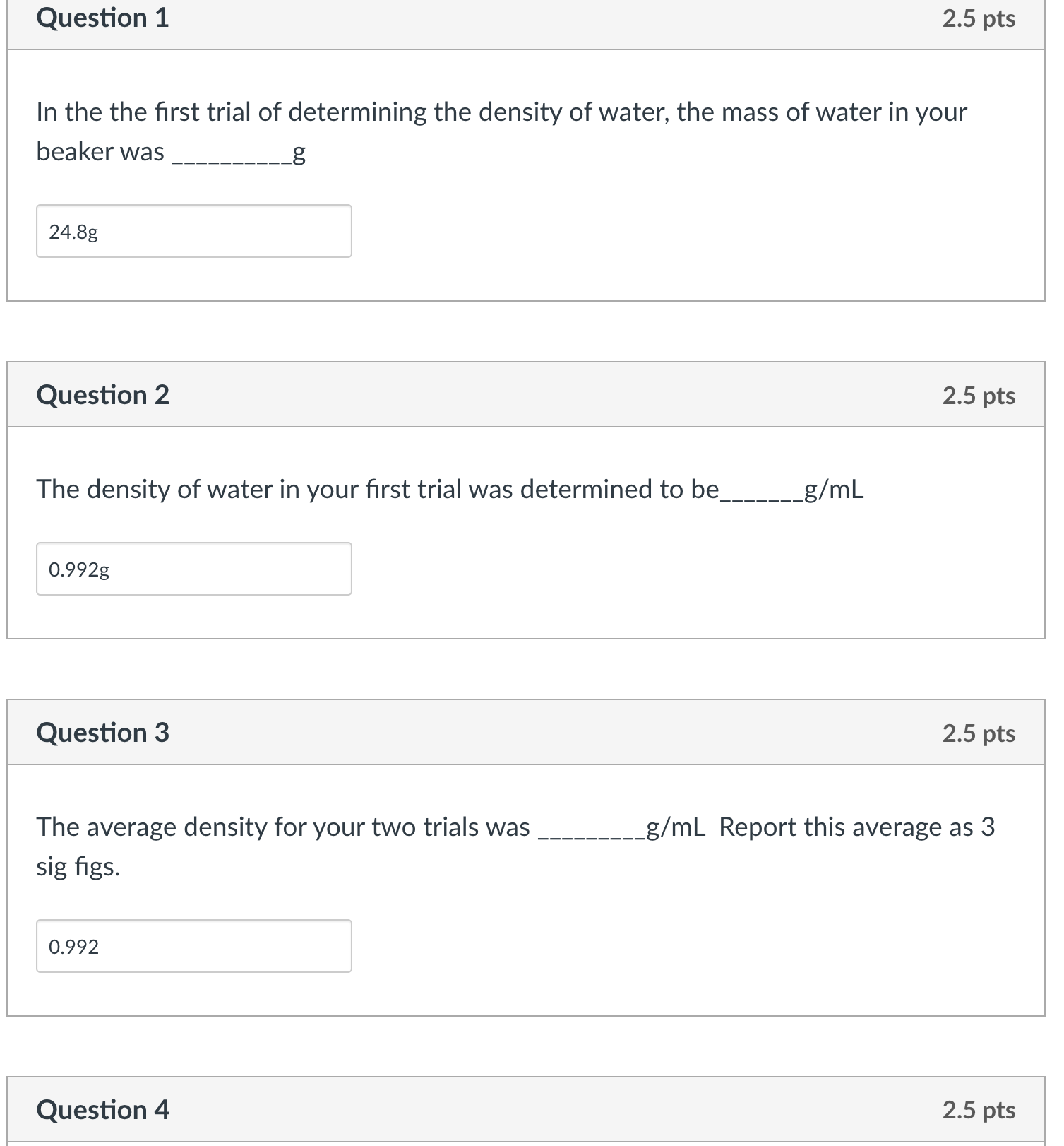 In the the first trial of determining the density of | Chegg.com